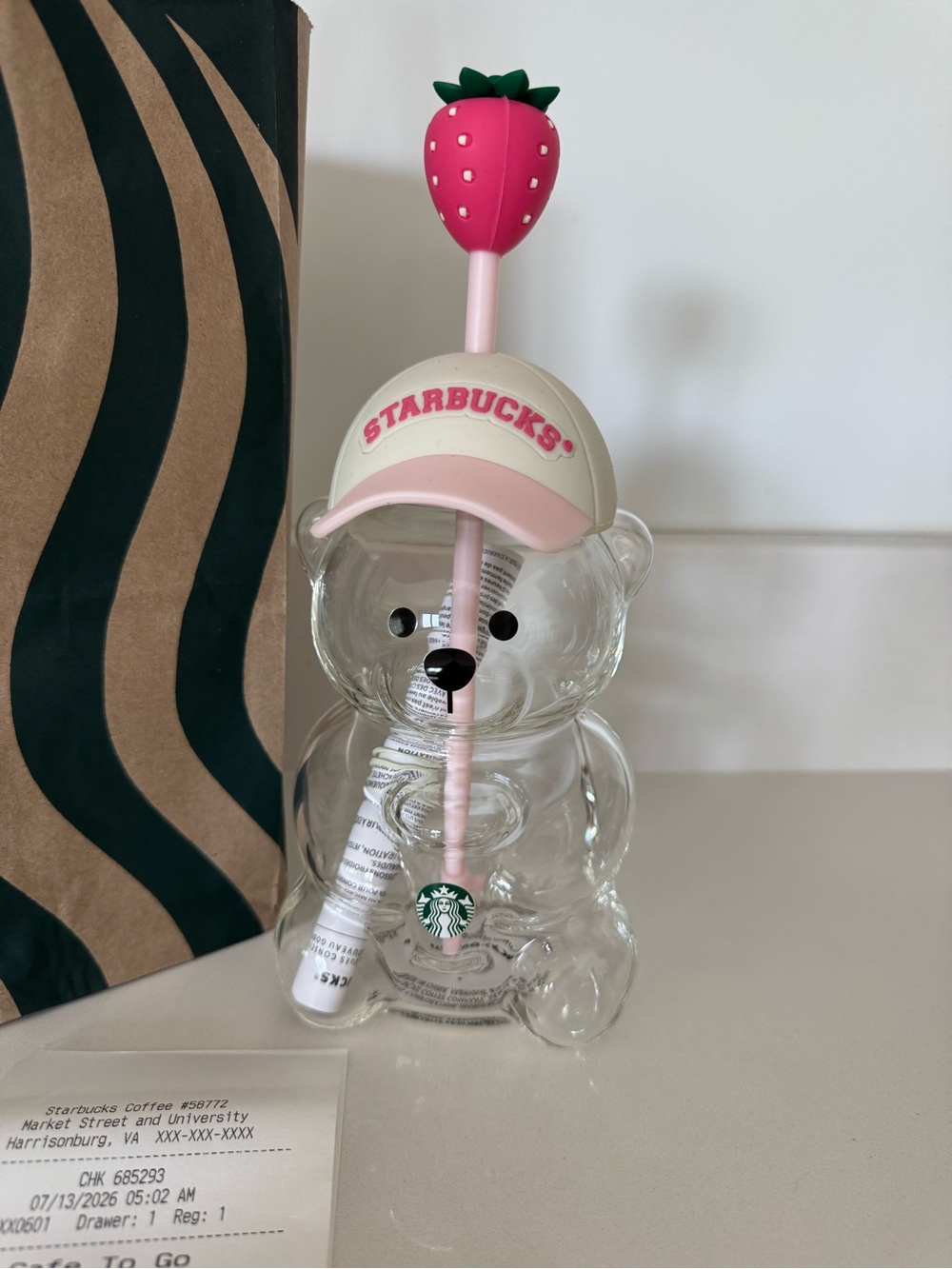 2026 Starbucks Pink Bearista Glass Cold Cup - Picture 2 of 2